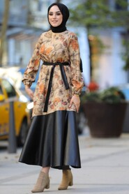 Sunuff Colored Hijab Dress 7635TB - 2
