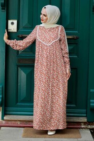 Sunuff Colored Hijab Dress 7660TB - 1