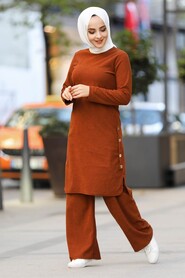 Sunuff Colored Hijab Dual Suit Dress 51631TB - 2