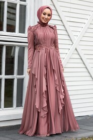  Luxury Sunuff Colored Muslim Long Sleeve Dress 21850TB - 1