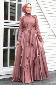  Luxury Sunuff Colored Muslim Long Sleeve Dress 21850TB - 2