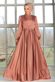 Sunuff Colored Hijab Evening Dress 33232TB - 1
