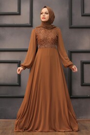  Plus Size Sunuff Colored Islamic Long Sleeve Dress 50060TB - 1