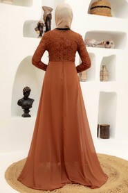  Stylish Sunuff Colored Hijab Wedding Gown 9105TB - 3