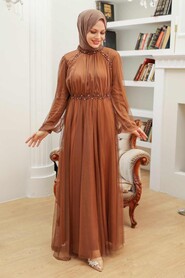  Plus Size Sunuff Colored Islamic Clothing Engagement Dress 9170TB - 2