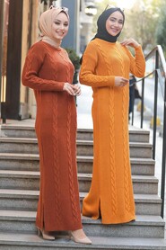 Sunuff Colored Hijab Knitwear Dress 5083TB - 3
