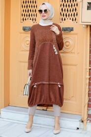 Sunuff Colored Hijab Knitwear Tunic 30641TB - 2