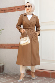 Sunuff Colored Hijab Trench Coat 5942TB - 1