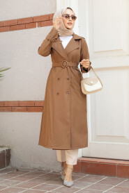 Sunuff Colored Hijab Trench Coat 5942TB - 3