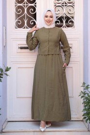 Sweater Vest Light Khaki Modest Dress 7705AHK - 2