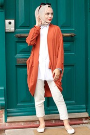 Terra Cotta Hijab Cardigan 1085KRMT - 3