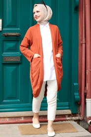 Terra Cotta Hijab Cardigan 1085KRMT - 1