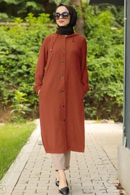 Terra Cotta Hijab Coat 10155KRMT - 1