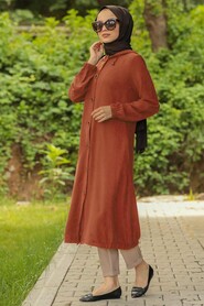 Terra Cotta Hijab Coat 10155KRMT - 2