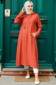 Terra Cotta Hijab Coat 17250KRMT - 1