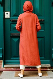 Terra Cotta Hijab Coat 17250KRMT - 2