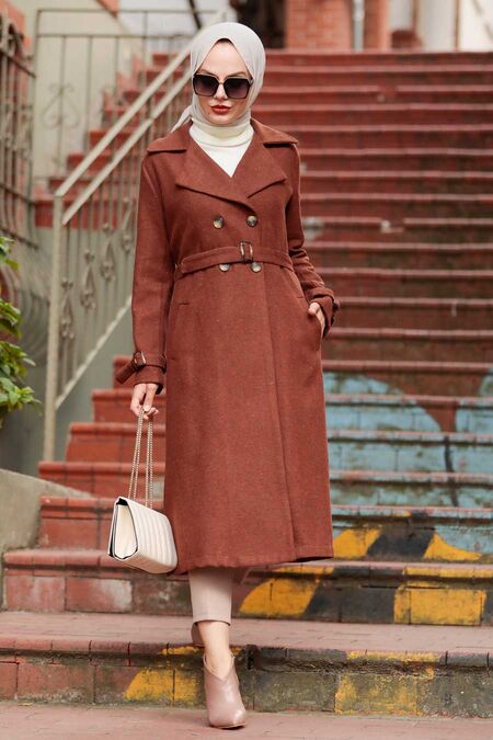 Terra Cotta Hijab Coat 5661KRMT - NEVA STYLE