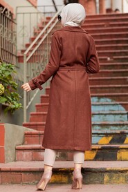 Terra Cotta Hijab Coat 5661KRMT - 4