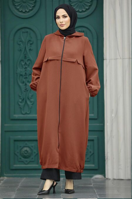 Terra Cotta Hijab Coat 5698KRMT - NEVA STYLE