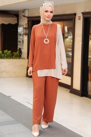 Terra Cotta Hijab Double Suit 5235KRMT - 1
