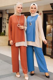 Terra Cotta Hijab Double Suit 5235KRMT - 4