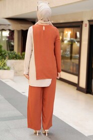 Terra Cotta Hijab Double Suit 5235KRMT - 5