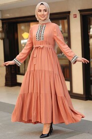 Terra Cotta Hijab Dress 10369KRMT - 2