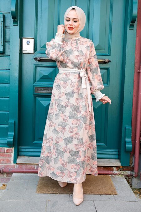 Terra Cotta Hijab Dress 12340KRMT - NEVA STYLE