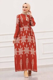 Terra Cotta Hijab Dress 21201KRMT - 1