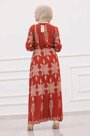 Terra Cotta Hijab Dress 21201KRMT - 4