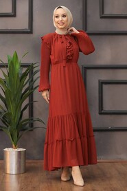 Terra Cotta Hijab Dress 2409KRMT - 1