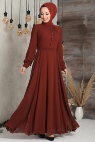 Terra Cotta Hijab Dress 2703KRMT 