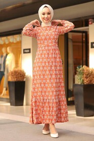 Terra Cotta Hijab Dress 2848KRMT - 2