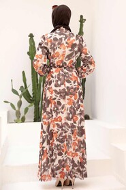 Terra Cotta Hijab Dress 2925KRMT - 2