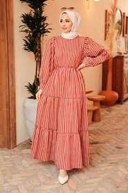 Terra Cotta Hijab Dress 30251KRMT - 1
