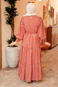 Terra Cotta Hijab Dress 30251KRMT - 2