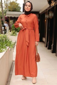 Terra Cotta Hijab Dress 3434KRMT - 1