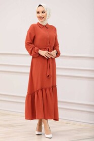 Terra Cotta Hijab Dress 3735KRMT - 1