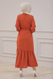 Terra Cotta Hijab Dress 3735KRMT - 4