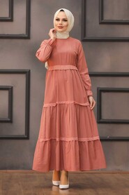 Terra Cotta Hijab Dress 43520KRMT - 1
