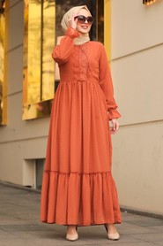 Terra Cotta Hijab Dress 44690KRMT - 2