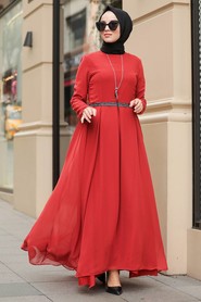 Terra Cotta Hijab Dress 51231KRMT - 2