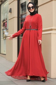 Terra Cotta Hijab Dress 51231KRMT - 3