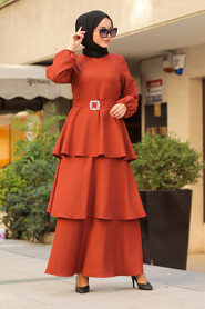 Terra Cotta Hijab Dress 5171KRMT - 1