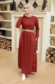 Terra Cotta Hijab Dress 5804KRMT - 2