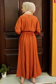 Terra Cotta Hijab Dress 76150KRMT - 4