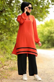 Terra Cotta Hijab Dual Suit Dress 10212KRMT - 1