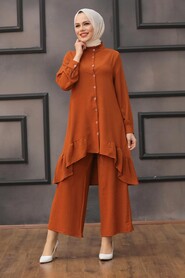 Terra Cotta Hijab Dual Suit Dress 2428KRMT - 2