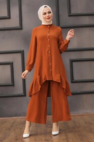 Terra Cotta Hijab Dual Suit Dress 2428KRMT - 1