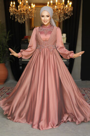  Stylish Terra Cotta Islamic Clothing Evening Dress 21890KRMT - 4